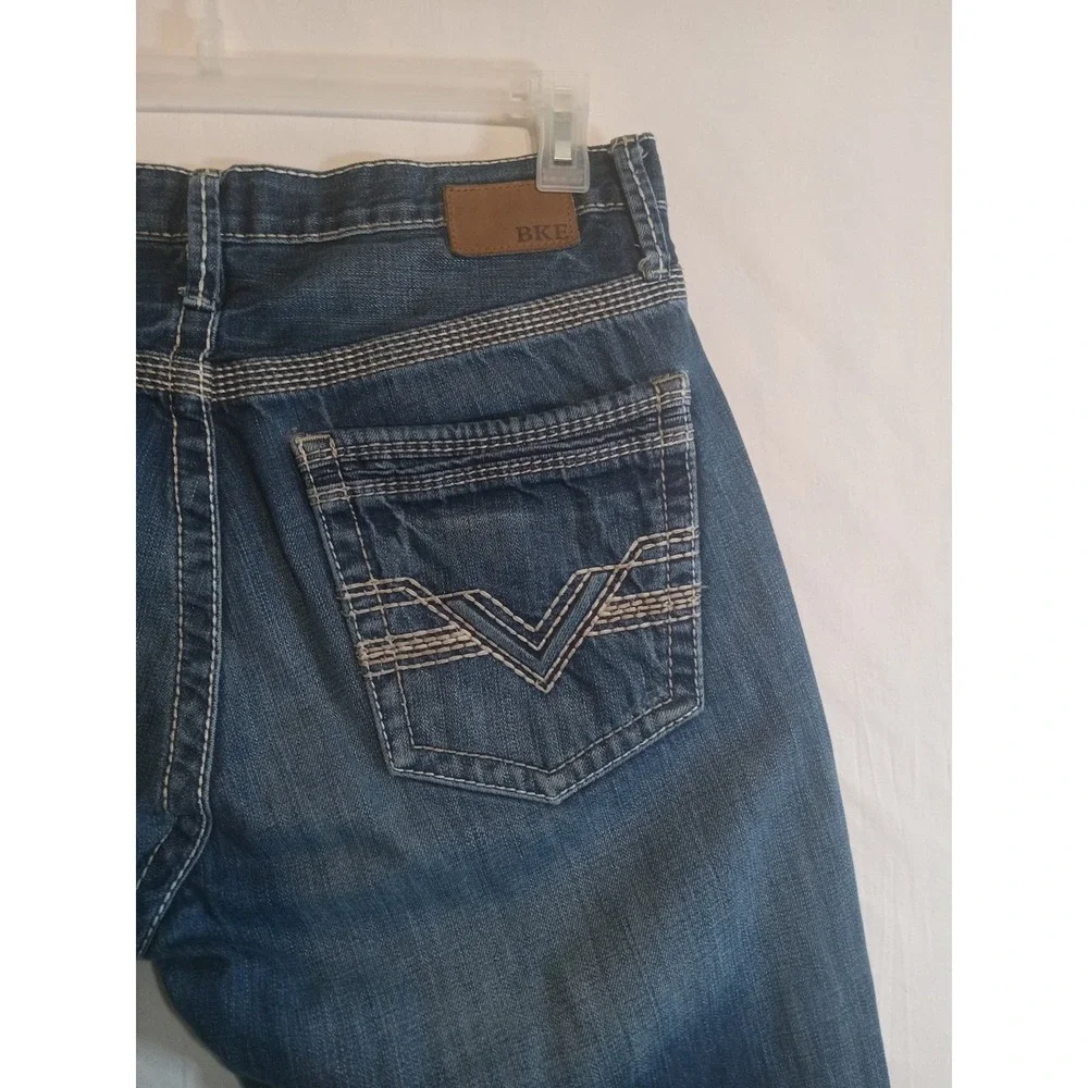 BKE Buckle Derek Jeans Men's Straight Leg Light Wash Cotton Blend Stretch 34Rx32